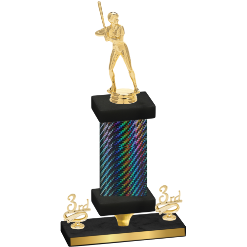 Premium Single Black Carbon Fiber Third Place Softball Trophy