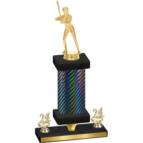 Premium Single Black Carbon Fiber Year Softball Trophy