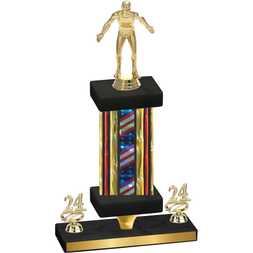 Premium Single Flag USA Year Wrestling Trophy