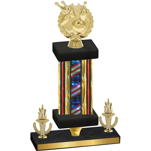 Premium Single Flag USA Victory Bowling Trophy