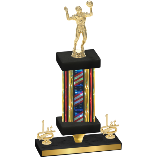 Premium Single Flag USA First Place Volleyball Trophy