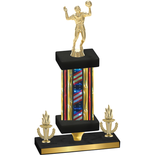 Premium Single Flag USA Victory Volleyball Trophy