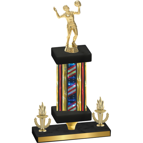 Premium Single Flag USA Victory Volleyball Trophy