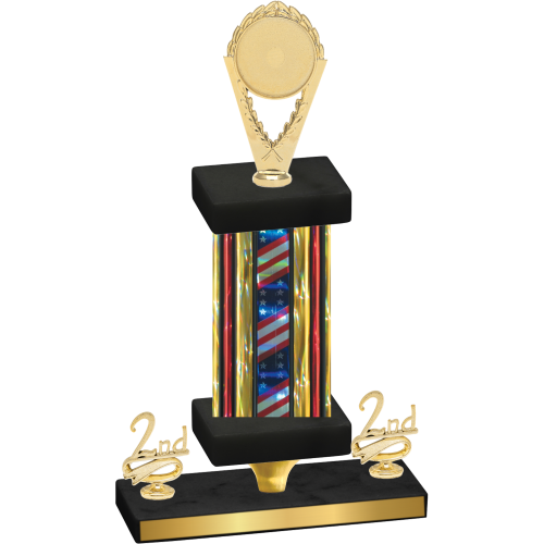 Premium Single Flag USA Second Place Insert Trophy