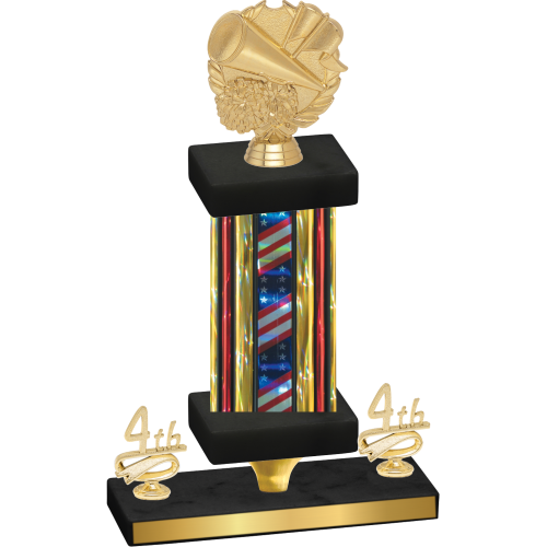 Premium Single Flag USA Fourth Place Cheerleading Trophy