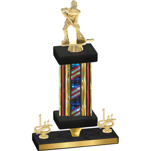 Premium Single Flag USA First Place Hockey Trophy