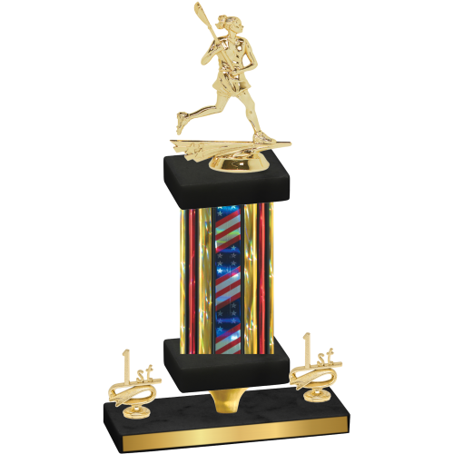 Premium Single Flag USA First Place Lacrosse Trophy