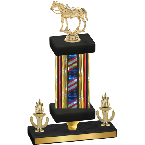 Premium Single Flag USA Victory Horses Trophy