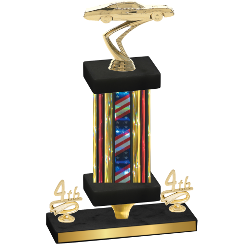 Premium Single Flag USA Fourth Place Cars Trophy