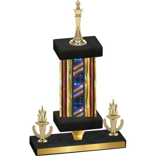 Premium Single Flag USA Victory Chess Trophy