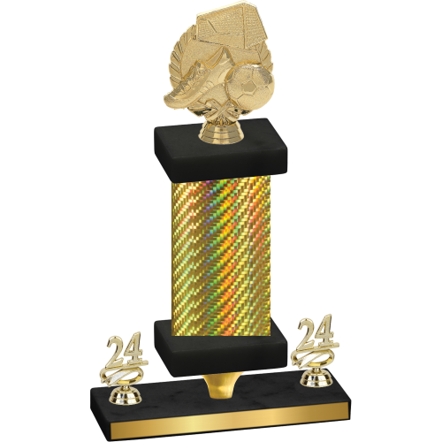 Premium Single Gold Carbon Fiber Year Soccer Trophy