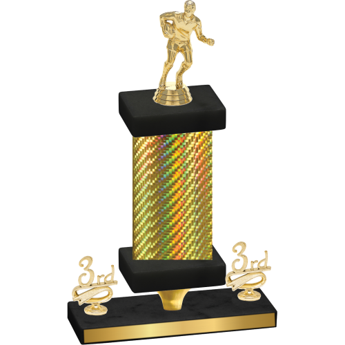 Premium Single Gold Carbon Fiber Third Place Rugby Trophy