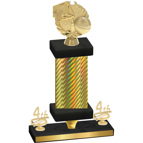 Premium Single Gold Carbon Fiber Fourth Place Basketball Trophy