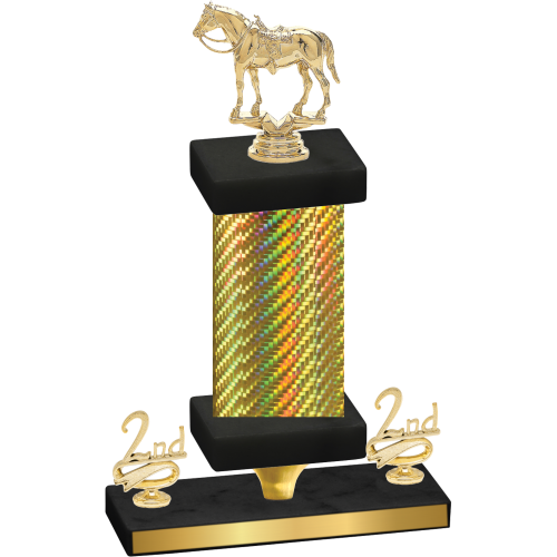 Premium Single Gold Carbon Fiber Second Place Horses Trophy