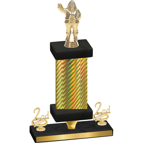 Premium Single Gold Carbon Fiber Second Place Holiday Trophy