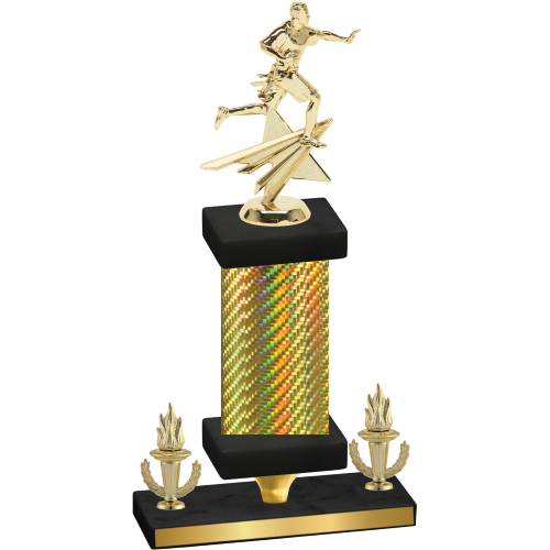Premium Single Gold Carbon Fiber Victory Flag Football Trophy