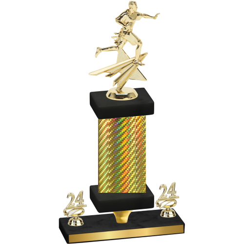 Premium Single Gold Carbon Fiber Year Flag Football Trophy