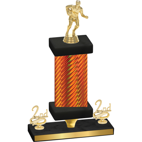 Premium Single Orange Carbon Fiber Second Place Rugby Trophy