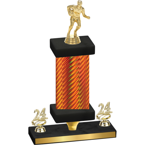 Premium Single Orange Carbon Fiber Year Rugby Trophy