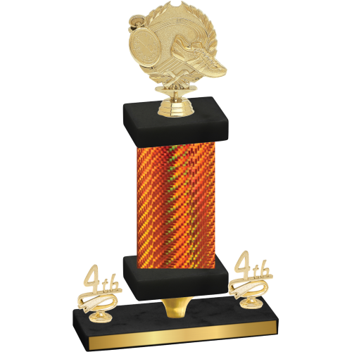 Premium Single Orange Carbon Fiber Fourth Place Running Trophy