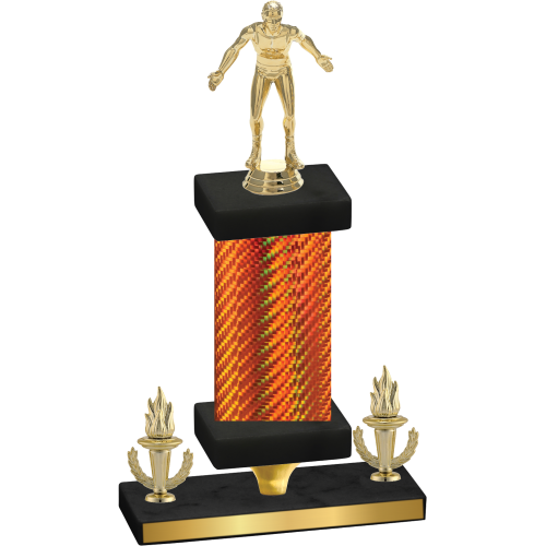 Premium Single Orange Carbon Fiber Victory Wrestling Trophy