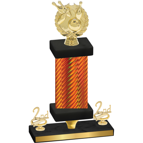 Premium Single Orange Carbon Fiber Second Place Bowling Trophy