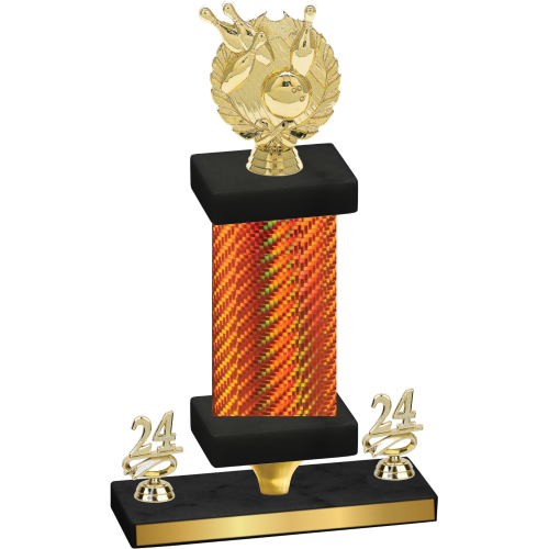 Premium Single Orange Carbon Fiber Year Bowling Trophy