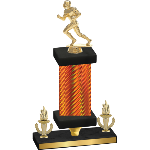 Premium Single Orange Carbon Fiber Victory Football Trophy