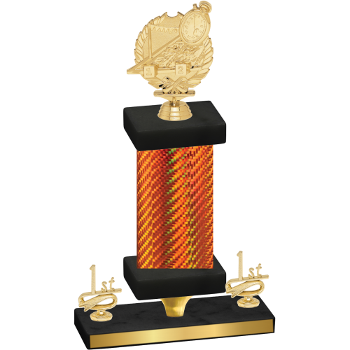 Premium Single Orange Carbon Fiber First Place Swimming Trophy