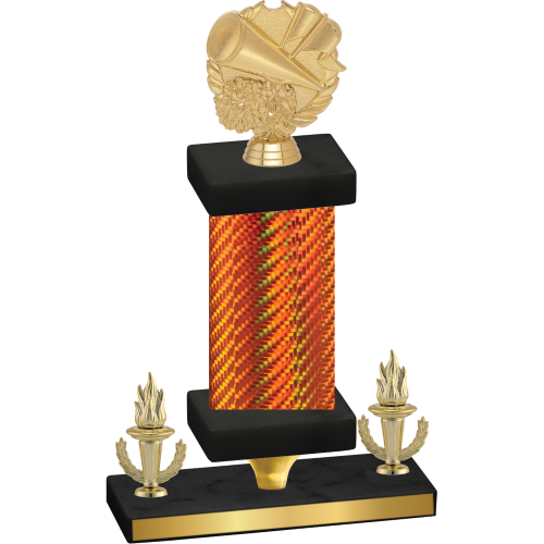 Premium Single Orange Carbon Fiber Victory Cheerleading Trophy