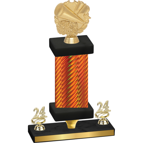 Premium Single Orange Carbon Fiber Year Cheerleading Trophy