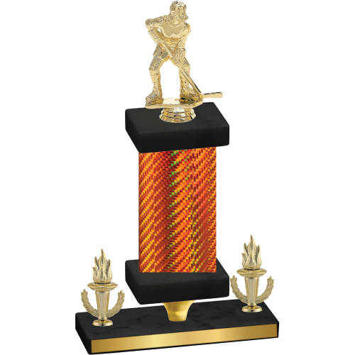 Premium Single Orange Carbon Fiber Victory Hockey Trophy
