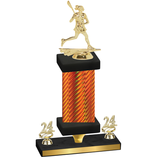 Premium Single Orange Carbon Fiber Year Lacrosse Trophy