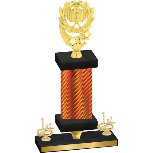 Premium Single Orange Carbon Fiber First Place Pickleball Trophy