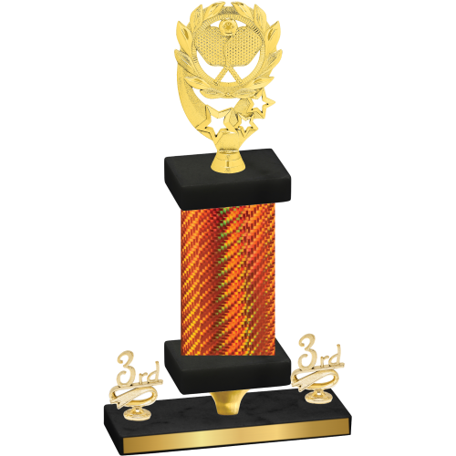 Premium Single Orange Carbon Fiber Third Place Pickleball Trophy