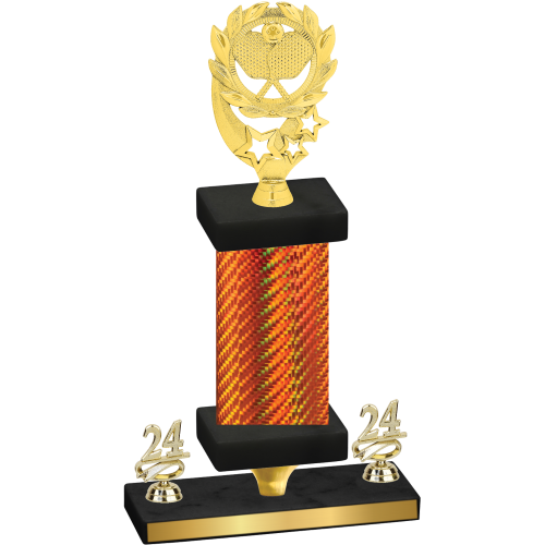 Premium Single Orange Carbon Fiber Year Pickleball Trophy