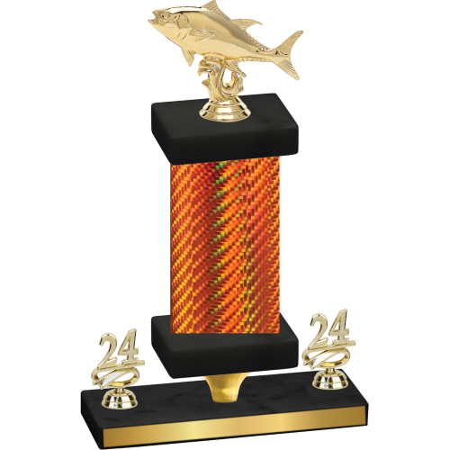 Premium Single Orange Carbon Fiber Year Fishing Trophy