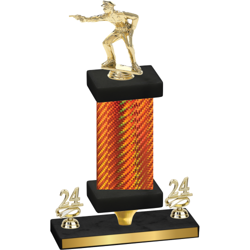 Premium Single Orange Carbon Fiber Year Shooter Trophy