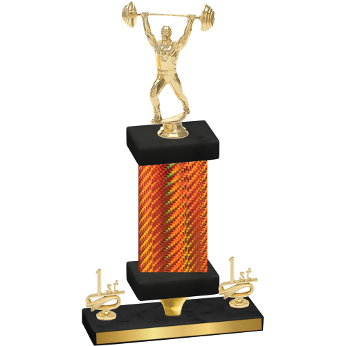 Premium Single Orange Carbon Fiber First Place Weights Trophy