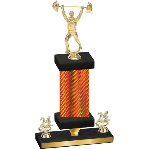 Premium Single Orange Carbon Fiber Year Weights Trophy