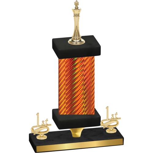 Premium Single Orange Carbon Fiber First Place Chess Trophy