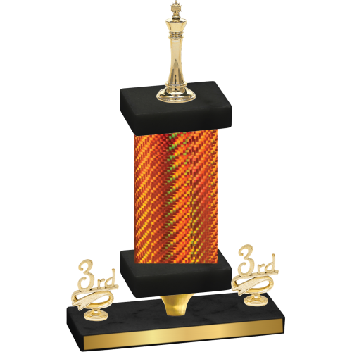 Premium Single Orange Carbon Fiber Third Place Chess Trophy