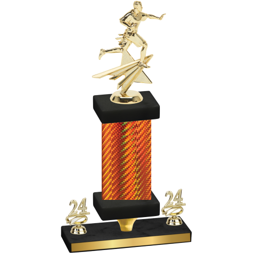 Premium Single Orange Carbon Fiber Year Flag Football Trophy
