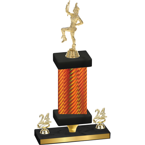 Premium Single Orange Carbon Fiber Year Majorette Trophy