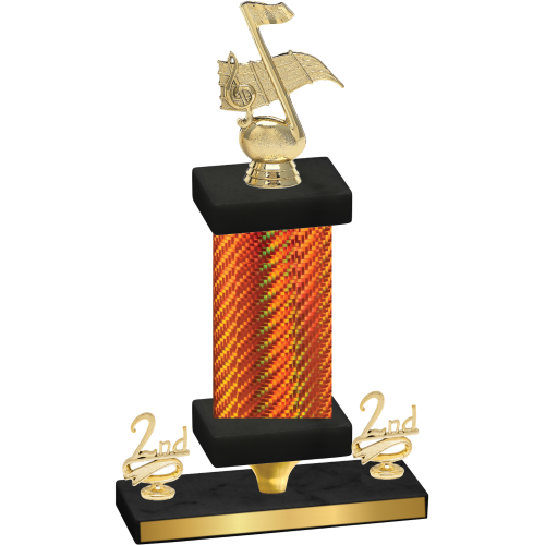 Premium Single Orange Carbon Fiber Second Place Music Trophy