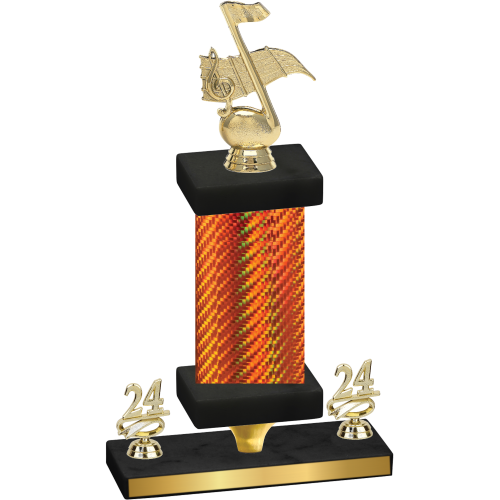 Premium Single Orange Carbon Fiber Year Music Trophy