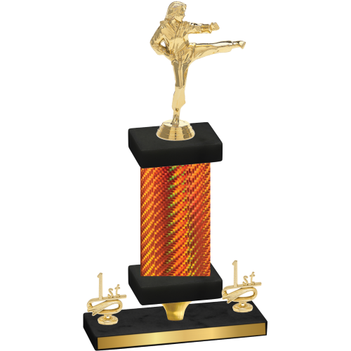 Premium Single Orange Carbon Fiber First Place Karate Trophy