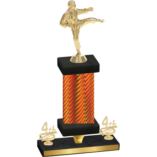 Premium Single Orange Carbon Fiber Fourth Place Karate Trophy