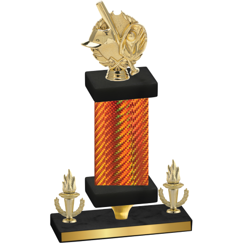 Premium Single Orange Carbon Fiber Victory Baseball Trophy
