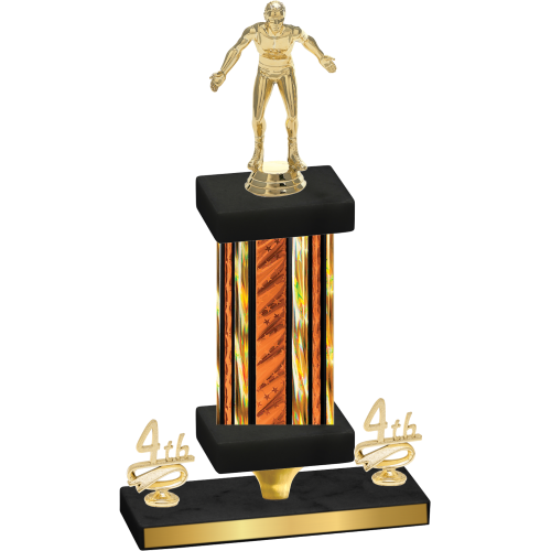 Premium Single Orange Glacier Fourth Place Wrestling Trophy